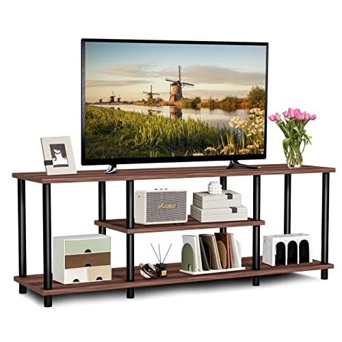 GIANTEX TV-Schrank TV-Board, Fernsehschrank Fernsehtisch für Fernseher bis zu 50 Zoll, Lowboard TV Kommode, Offenes Fach, TV Lowboard Sideboard 110x29,5x40,5 cm (Walnuss) von GIANTEX