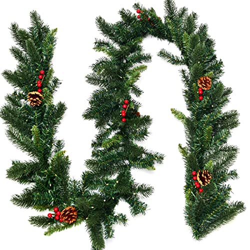GIANTEX Weihnachtsgirlande 270cm, künstliche Dekogirlande mit LED-Beleuchtung, Weihnachtsdeko Girlande mit Tannenzapfen & Beeren, Tannengirlande Hängende Girlande flexibel einsetzbar GIANTEX Weihnachtsgirlande 270cm, künstliche Dekogirlande mit LED-Beleuchtung, Weihnachtsdeko Girlande mit Tannenzapfen & Beeren, Tannengirlande Hängende Girlande flexibel einsetzbar von GIANTEX