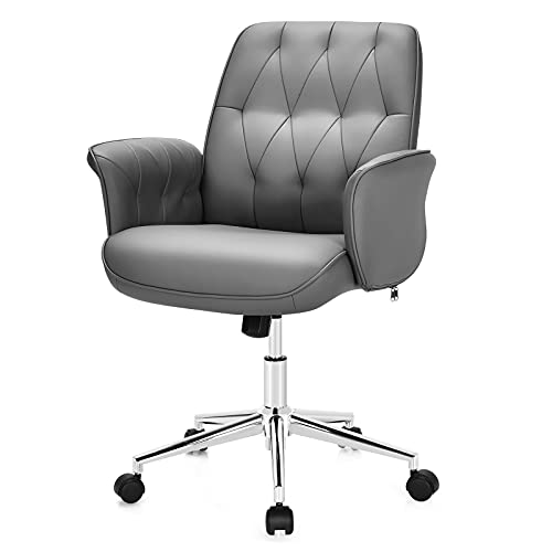 Giantex Bürostuhl aus PU-Leder, höhenverstellbarer Sessel mit Universalrollen, Schaukelfunktion und Rotationsfunktion für Büro, Studio von GIANTEX