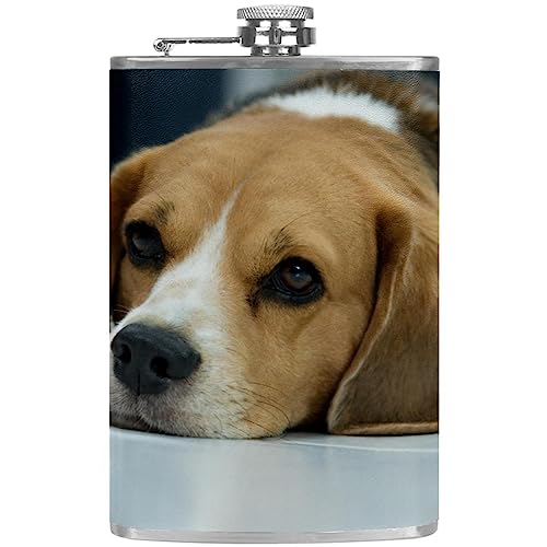 1Pcs Flachmann für Spirituosen 8 Unzen,auslaufsichere klassische Trinkflaschen aus Edelstahl mit Trichter,Beagle Hund von GIAPB