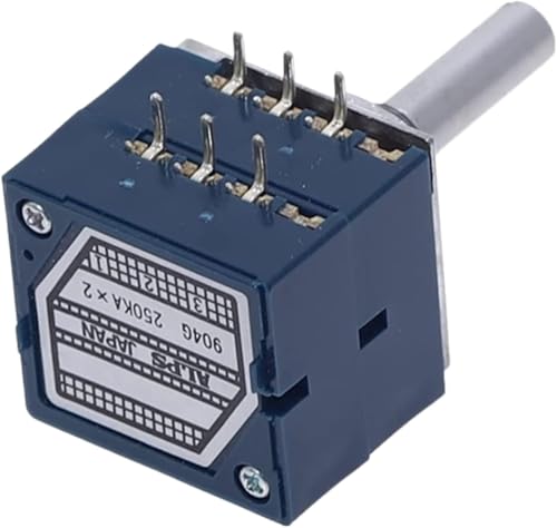Drehpotentiometer, Potentiometer 10K 20K 50K 100K 250K 500K ALPS RK27 Lautstärkepotentiometer Dual 10~500KAX2 Schlitzdrehschalter 6Ppin(100k) von GIAYEU