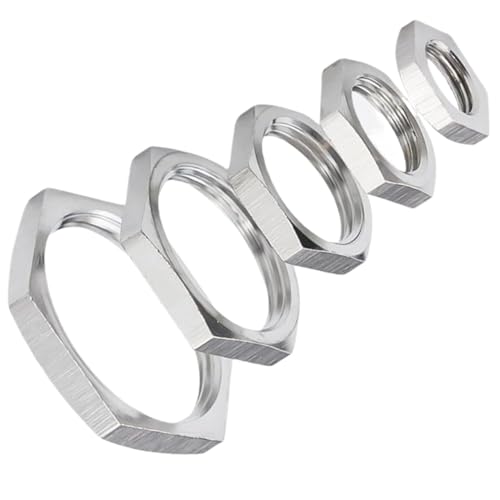 Hexagon Dünne Muttern Halb Kontermuttern, Innengewinde Hex Kontermutter Rohr Fitting Edelstahl 304 Sechseckige Dünne mutter silber(M14x1 (5Pcs)) von GIAYEU