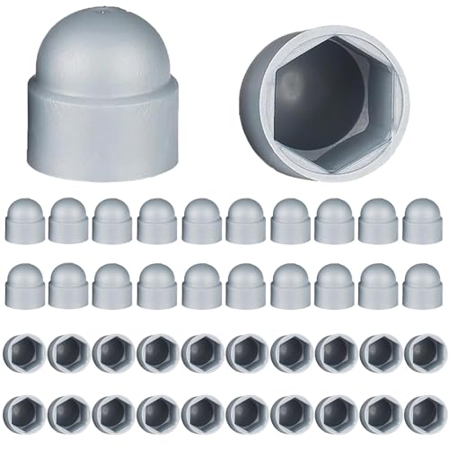 Schraubenbolzen-Abdeckkappen, 40 Stück Bolzenschutzkappen – passend for M3-M24-Sechskantschrauben – Kunststoff-Kuppelabdeckungen for freiliegende Befestigungselemente(Gray,M24*36 * 45) von GIAYEU