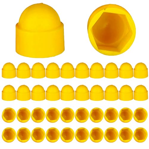 Schraubenbolzen-Abdeckkappen, 40 Stück Bolzenschutzkappen – passend for M3-M24-Sechskantschrauben – Kunststoff-Kuppelabdeckungen for freiliegende Befestigungselemente(Yellow,M8*14 * 15) von GIAYEU