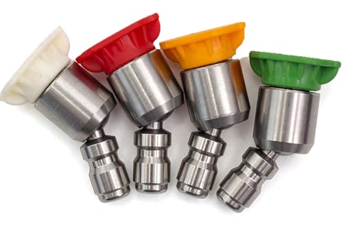 Sprühdüse, 360° drehbares Hochdruckreiniger-Düsenset – 1/4 Zoll Schnellanschluss, 4000 PSI(4 - Angle Combo Set,1.0mm (0.039in)) von GIAYEU