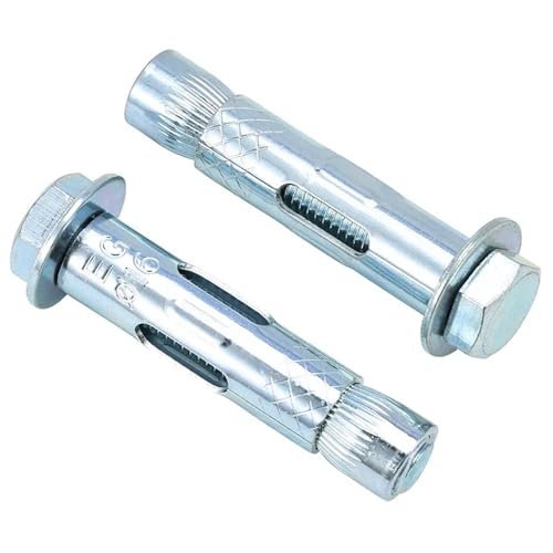 Wandanker-Expansionsbolzen, 2 Stück M6.5-M16 Kohlenstoffstahl Außensechskant Innenexpansionsschraubenhülse Betonanker Eingebauter Sechskant-Spannbolzen(M12x65mm) von GIAYEU