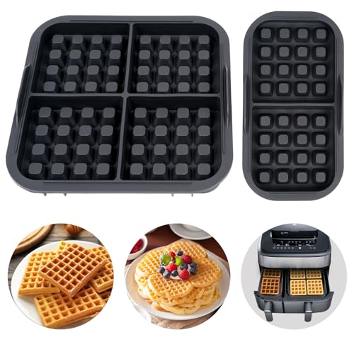 2 Stück Waffeleinsatz für Philips Airfryer Dual Basket 3000 Zubehör Luftfritteuse, Wiederverwendbarer Silikon Multifunktionales Silikonpad Staubdicht und Leicht zu Reinigen von GIBOHOM