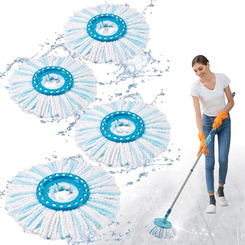 4 Stück Ersatzkopf Kompatibel mit Leifheit Clean Twist Disc Mop, 2-Faser-System Bodenwischer Ersatzbezug Kompatibel mit Leifheit Wischmop Sehr SaugfäHiger Starke Dekontamination für Alle Bodenarten von GIBOHOM