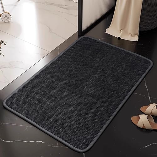 GIBZ Badematte Leinen, Weich rutschfest Badteppich mit Gummi Waschbar, Absorbierende Badvorleger für Bad, Dusche, Badezimmer, Schwarz, 200 x 140 cm GIBZ Badematte Leinen, Weich rutschfest Badteppich mit Gummi Waschbar, Absorbierende Badvorleger für Bad, Dusche, Badezimmer, Schwarz, 200 x 140 cm von GIBZ