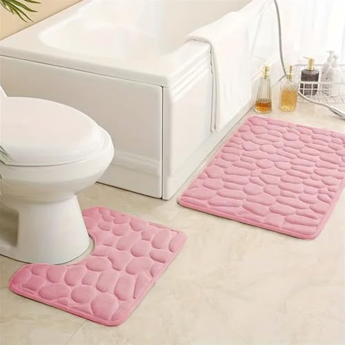 GIBZ Badematte Set 2 Teilig Einfarbig Badezimmerteppiche Korallenvlies Badteppich Saugfähig Weich rutschfest Toilettenmatte Rosa 40 * 60CM+U40*50CM GIBZ Badematte Set 2 Teilig Einfarbig Badezimmerteppiche Korallenvlies Badteppich Saugfähig Weich rutschfest Toilettenmatte Rosa 40 * 60CM+U40*50CM von GIBZ