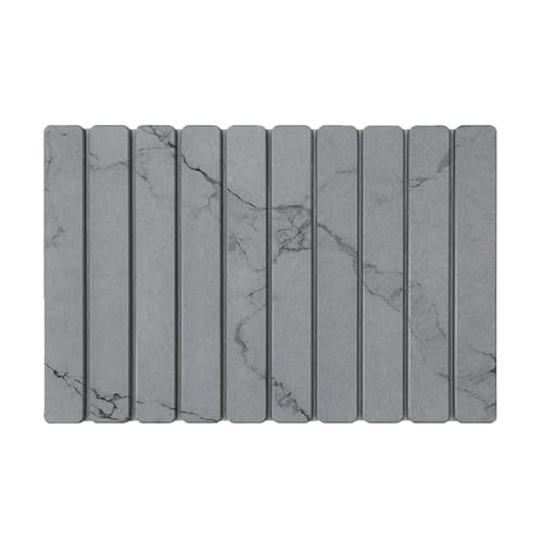 GIBZ Badematte Stein rutschfest, Kieselgur Saugfähige Badvorleger Waschbar, Weich Faltbar für Dusche, Badezimmer, Badewanne, Grau Marmor Stil 1, 40 x 30 cm von GIBZ