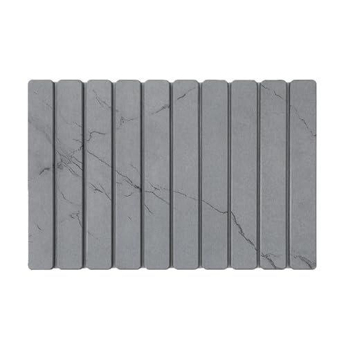 GIBZ Badematte Stein rutschfest, Kieselgur Saugfähige Badvorleger Waschbar, Weich Faltbar für Dusche, Badezimmer, Badewanne, Grau Marmor Stil 2, 60 x 39 cm von GIBZ