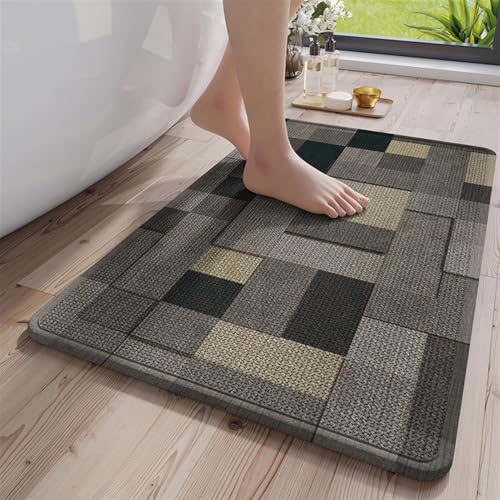 GIBZ Badematte rutschfest, Weich Badteppich Saugfähige Badvorleger, Waschbar Bad Fußmatte für Badezimmer, Dusche, Badewanne, Grau, 90 x 60 cm GIBZ Badematte rutschfest, Weich Badteppich Saugfähige Badvorleger, Waschbar Bad Fußmatte für Badezimmer, Dusche, Badewanne, Grau, 90 x 60 cm von GIBZ