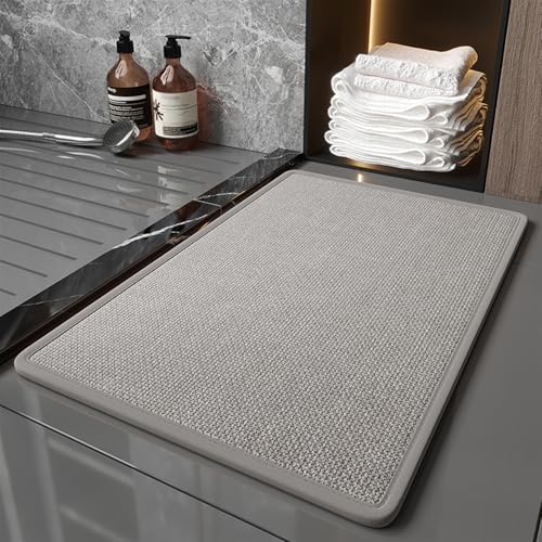 GIBZ Badematte rutschfest, Weich Saugfähig Badezimmerteppich Absorbierende, Waschbar Badvorleger für Badezimmer Dusche Küche, Grau, 60 x 40 cm von GIBZ