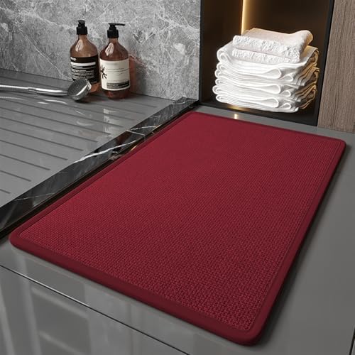GIBZ Badematte rutschfest, Weich Saugfähig Badezimmerteppich Absorbierende, Waschbar Badvorleger für Badezimmer Dusche Küche, Rot, 50 x 30 cm von GIBZ