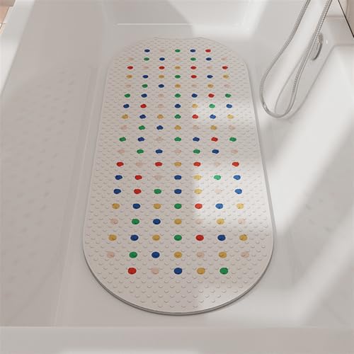 GIBZ Badematte rutschfest Oval, Badezimmerteppich mit Saugnäpfen Waschbar, Weich Duschmatte für Dusche, Badewanne, Badezimmer, Weiß Stil 3, 100 x 40 cm von GIBZ
