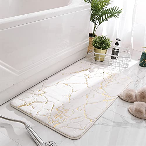 GIBZ Badematte rutschfest Supersaugfähig Flauschige Mikrofaser Badezimmerteppich Maschinenwaschbar Fussmatte für Wohnzimmer Badewanne Dusche Badezimmer, Milchig weiß, 80x120cm von GIBZ