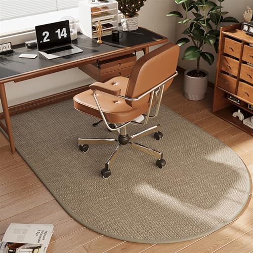 GIBZ Bodenschutzmatte Gaming für Hartböden Bürostuhl Unterlage Leinenimitat Einfarbig Schlichter Schreibtischstuhl Bodenmatte Bogenform Hellbraun 80x120cm von GIBZ
