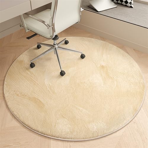 GIBZ Bodenschutzmatte Rund für Hartböden Bürostuhl Unterlage Wildleder Geometrisch Schreibtischstuhl Bodenmatte Gelb 120cm von GIBZ