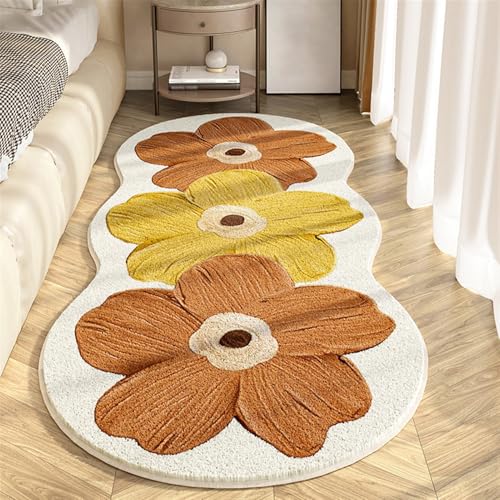 GIBZ Flauschiger Teppich Blumen, Weiche Kurzflor Teppiche Waschbar, rutschfest Matte für Wohnzimmer Schlafzimmer Kinderzimmer, Orange, 50 x 120 cm GIBZ Flauschiger Teppich Blumen, Weiche Kurzflor Teppiche Waschbar, rutschfest Matte für Wohnzimmer Schlafzimmer Kinderzimmer, Orange, 50 x 120 cm von GIBZ