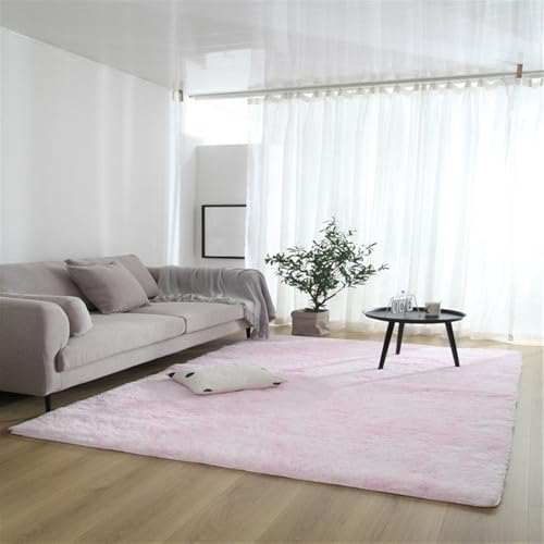 GIBZ Hochflor Teppich, Flauschiger Weiche Teppiche Waschbar, Anti-Rutsch Extra Große Carpet Deko für Wohnzimmer Schlafzimmer, Hellrosa, 50 x 80 cm von GIBZ