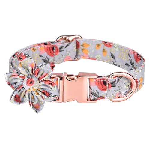 GIBZ Hundehalsband Verstellbare, mit Abnehmbarer Fliege Blumen Set, Weich Halsband für Große, Mittelgroße und Kleine Hunde, Grün-A, S von GIBZ