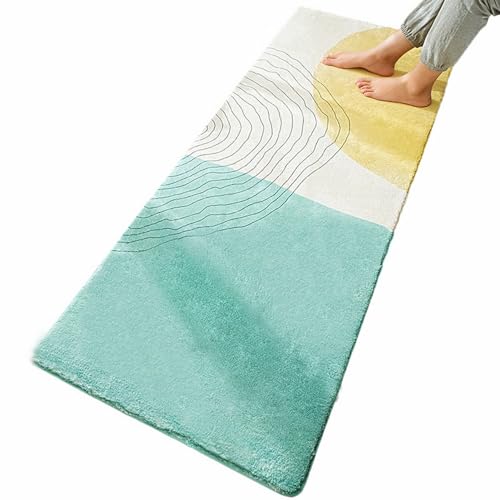 GIBZ Langer Teppich rutschfest Saugfähig Matte mit Muster Kurzflor Pad für Eingangsbereich Badezimmer Schlafzimmer, 60x180cm von GIBZ