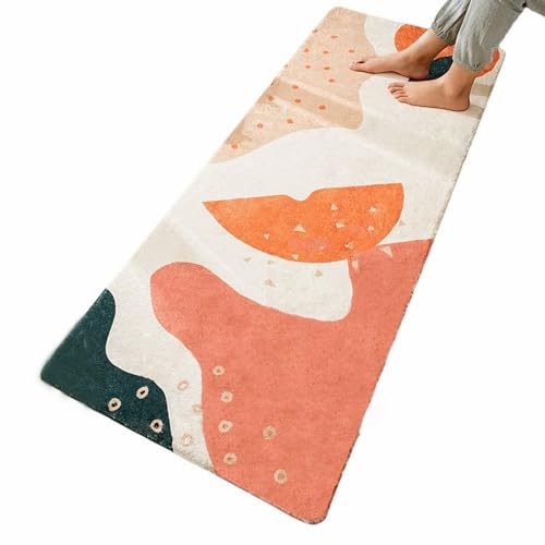 GIBZ Langer Teppich rutschfest Saugfähig Matte mit Muster Kurzflor Pad für Eingangsbereich Badezimmer Schlafzimmer, 60x180cm von GIBZ