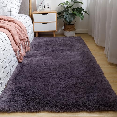GIBZ Langhaar Teppich Flauschig Rechteckiger rutschfest Waschbar Teppiche für Schlafzimmer Wohnzimmer Dunkel Lila 90x150cm von GIBZ