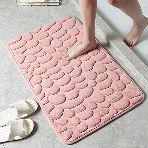 GIBZ Memory Foam Badematte rutschfeste Weicher Badvorleger Absorbent Schnell Trocknend Badteppich für Badezimmer Duschvorleger Küchenbodenmatten, Rosa, 50x80cm von GIBZ