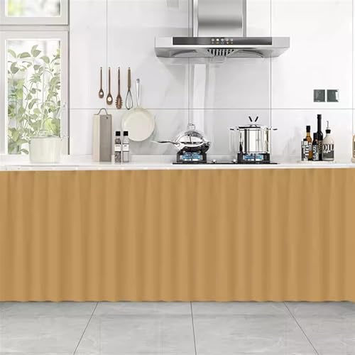 GIBZ Rechteckiger Kurzer Café Vorhang, Einfarbig Schrankvorhänge, Volant Staubdicht, Kleine Scheibengardine für die Küche, Braun, 60x70cm (B x H) von GIBZ