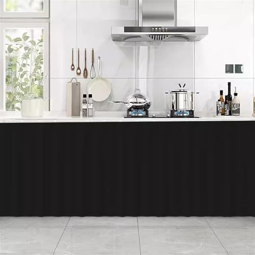 GIBZ Rechteckiger Kurzer Café Vorhang, Einfarbig Schrankvorhänge, Volant Staubdicht, Kleine Scheibengardine für die Küche, Schwarz, 80x80cm (B x H) von GIBZ