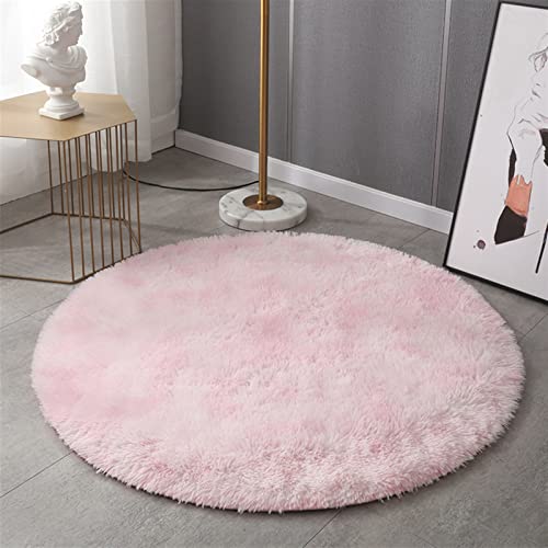 GIBZ Runde Flauschige Teppiche für Wohnzimmer Schlafzimmer Bunter Weicher Teppich, Hell-Pink, 100×100cm von GIBZ