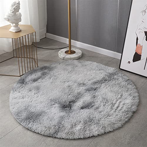 GIBZ Runde Flauschige Teppiche für Wohnzimmer Schlafzimmer Bunter Weicher Teppich, Hellgrau, 100×100cm von GIBZ