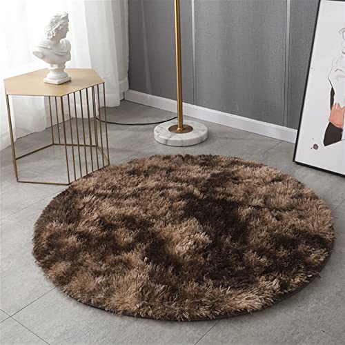 GIBZ Runde Flauschige Teppiche für Wohnzimmer Schlafzimmer Bunter Weicher Teppich, Kaffee, 160×160cm von GIBZ