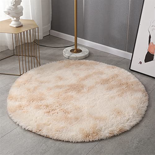 GIBZ Runde Flauschige Teppiche für Wohnzimmer Schlafzimmer Bunter Weicher Teppich, Kamel, 100×100cm von GIBZ