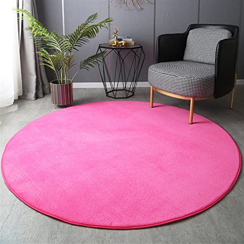 GIBZ Runder Teppich Koralle Samt Weicher Dicker Teppich Solide Antirutsch Matte für Kinderzimmer Wohnzimmer Schlafzimmer, Rosa, 80×80cm von GIBZ