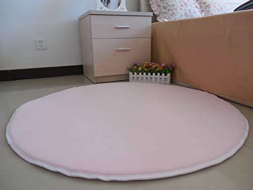 GIBZ Runder Teppich weiche Teppiche für Schlafzimmer für Teppich Klein waschbarer Schreibtischstuhl Matte, Rosa, 100×100cm von GIBZ