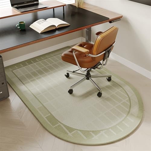 GIBZ Schreibtischstuhl Matte Teppich für Hartböden Bürostuhl Unterlage Künstlerischer Stil Bodenschutzmatte Bogenform Grün 120x140cm von GIBZ
