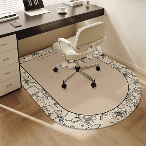 GIBZ Schreibtischstuhl Unterlage Teppichboden für Hartböden Bürostuhl Unterlage Helle Minimalistische Geometrie Bodenschutzmatte Bogenform Stil 2 100x120cm von GIBZ