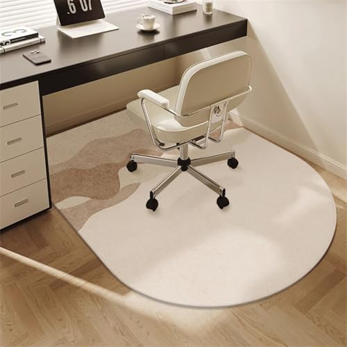 GIBZ Schreibtischstuhl Unterlage Teppichboden für Hartböden Bürostuhl Unterlage Helle Minimalistische Geometrie Bodenschutzmatte Bogenform Stil 3 100x120cm von GIBZ