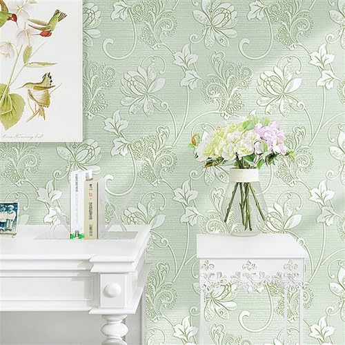 GIBZ Selbstklebende Tapete Abwaschbar 3D Geometrische Streifen mit Blumen Klebefolie Wand Selbstklebend Folie Beflockung Druck auf Wasserbasis Moderne vlies Tapeten Wandtapete Grün 0.53x10m GIBZ Selbstklebende Tapete Abwaschbar 3D Geometrische Streifen mit Blumen Klebefolie Wand Selbstklebend Folie Beflockung Druck auf Wasserbasis Moderne vlies Tapeten Wandtapete Grün 0.53x10m von GIBZ