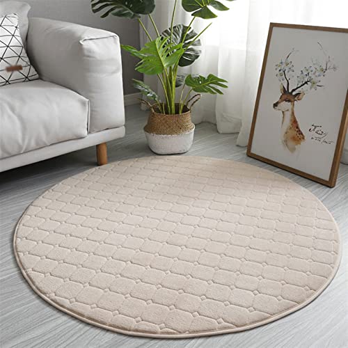 GIBZ Teppich Korallensamt Rund Memory Schaum Antirutsch Solide Weich für kinderzimmer Wohnzimmer Schlafzimmer, Beige, 80×80cm von GIBZ