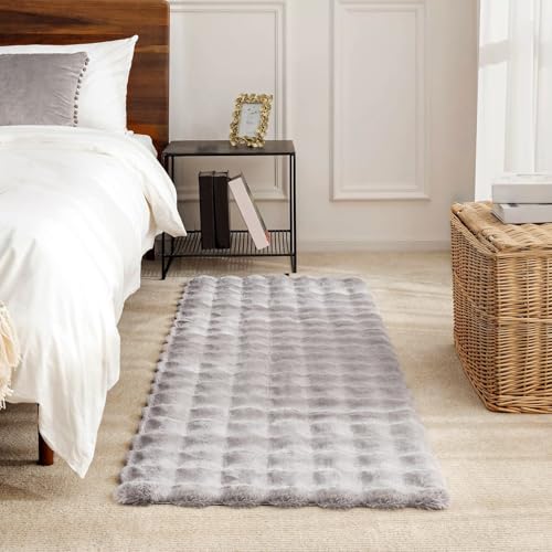 GIBZ Teppich Lange Haare Rechteckiger Niedlichem Kaninchenfell Teppiche rutschfest für Schlafzimmer Wohnzimmer Grau 80x120cm GIBZ Teppich Lange Haare Rechteckiger Niedlichem Kaninchenfell Teppiche rutschfest für Schlafzimmer Wohnzimmer Grau 80x120cm von GIBZ