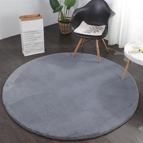 GIBZ Teppich Rund aus Kunstfell Schlicht Waschbar Waschbar rutschfest Teppiche für Schlafzimmer Wohnzimmer Blau 60x60cm GIBZ Teppich Rund aus Kunstfell Schlicht Waschbar Waschbar rutschfest Teppiche für Schlafzimmer Wohnzimmer Blau 60x60cm von GIBZ