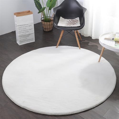 GIBZ Teppich Rund aus Kunstfell Schlicht Waschbar Waschbar rutschfest Teppiche für Schlafzimmer Wohnzimmer Weiß 40x40cm GIBZ Teppich Rund aus Kunstfell Schlicht Waschbar Waschbar rutschfest Teppiche für Schlafzimmer Wohnzimmer Weiß 40x40cm von GIBZ