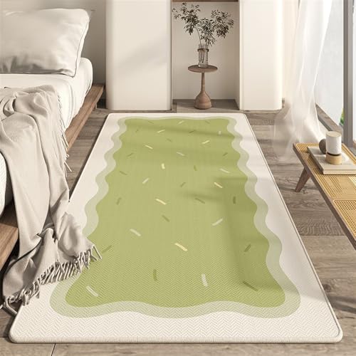 GIBZ Teppich Wohnzimmer, Anti-Rutsch Teppiche Waschbarer, Moderner Weiche Carpet für Schlafzimmer, Kinderzimmer, Badezimmer, Grün, 100 x 120 cm von GIBZ