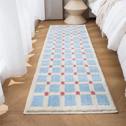 GIBZ Teppich Wohnzimmer Weiche Kurzflor Shaggy Teppiche, rutschfest Matte für Schlafzimmer Kinderzimmer Küche Badezimmer Flur, Blau Stil 2, 40 x 120 cm von GIBZ