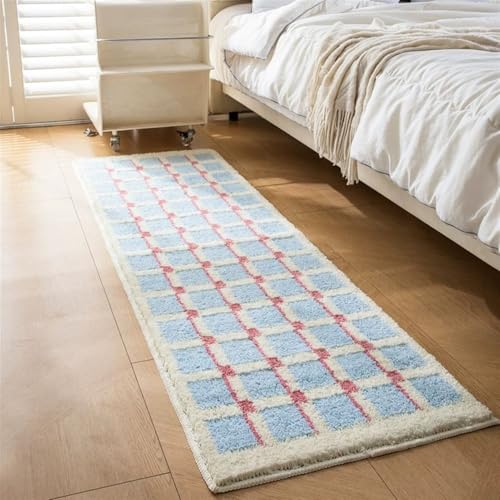 GIBZ Teppich Wohnzimmer Weiche Kurzflor Shaggy Teppiche, rutschfest Matte für Schlafzimmer Kinderzimmer Küche Badezimmer Flur, Blau Stil1, 40 x 120 cm von GIBZ