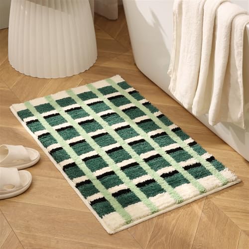 GIBZ Teppich Wohnzimmer Weiche Kurzflor Shaggy Teppiche, rutschfest Matte für Schlafzimmer Kinderzimmer Küche Badezimmer Flur, Dunkelgrün, 40 x 60 cm von GIBZ